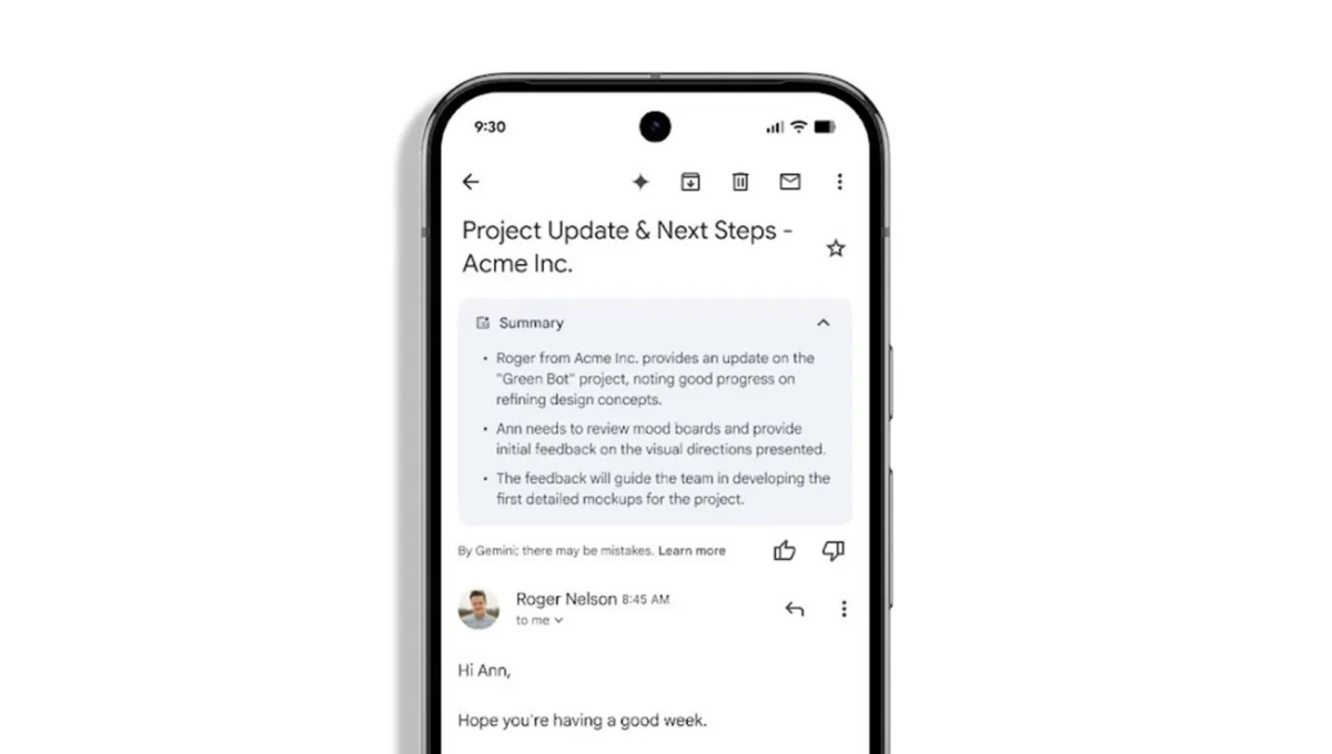 Gemini will now summarize email threads